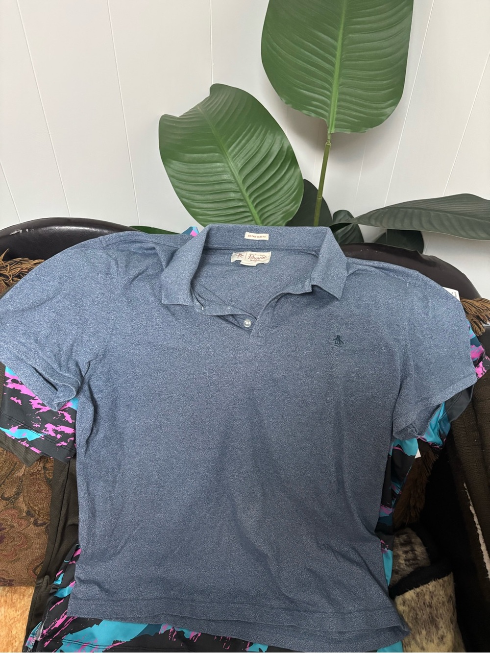 Original Penguin Blue Heather Slim Fit Polo